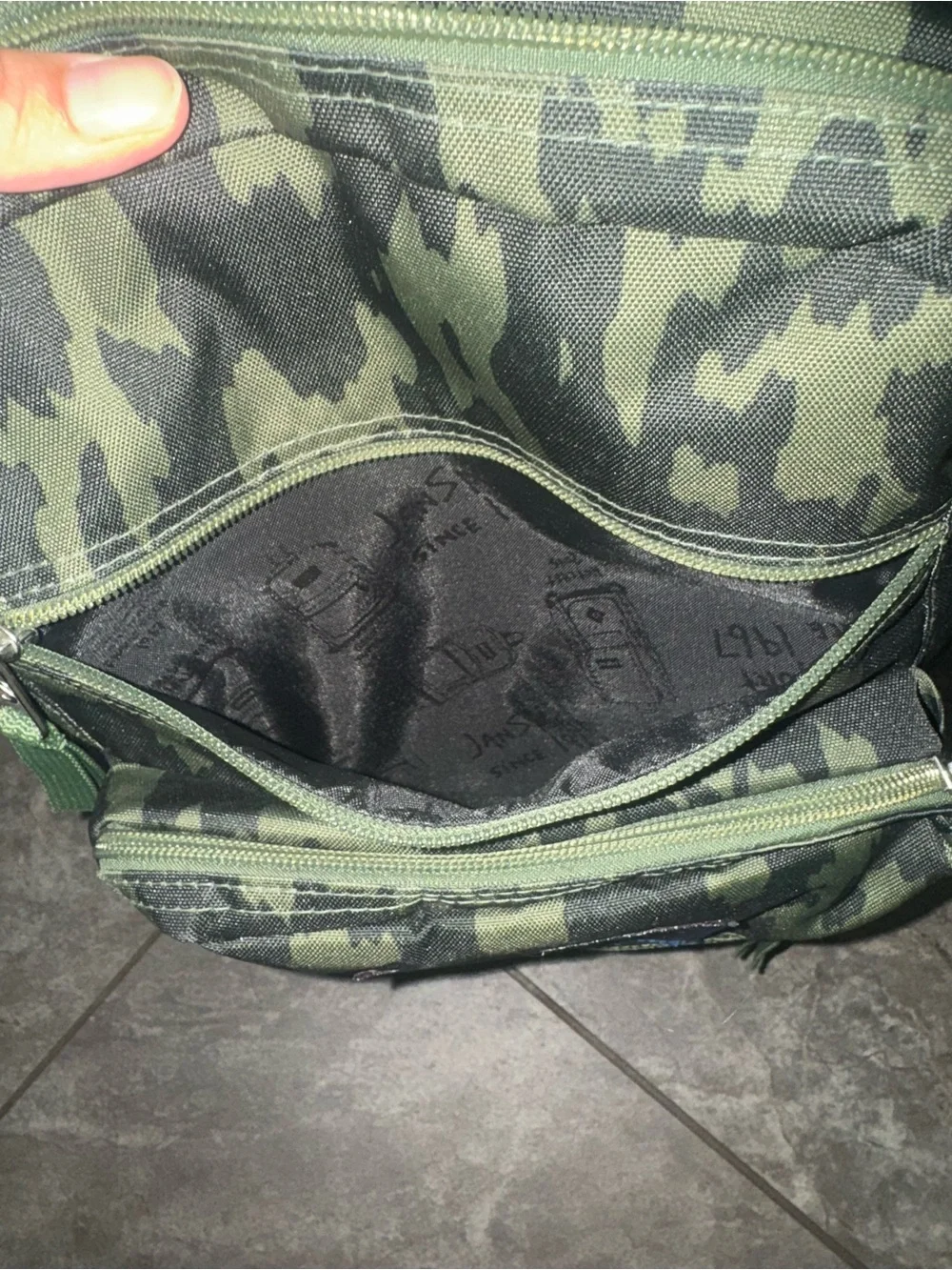 Jansport Green Camo Backpack Multi Zipper